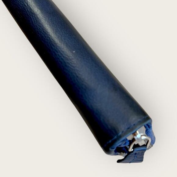 Mou Meraki RFID Leather Bifold Zippered Wallet Passport Creditcards Navy 8"X4.5" - Picture 10 of 12